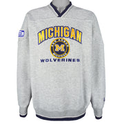 NCAA (Lee) - Michigan Wolverines Embroidered V-Neck Sweatshirt 1990s Large Vintage Retro College