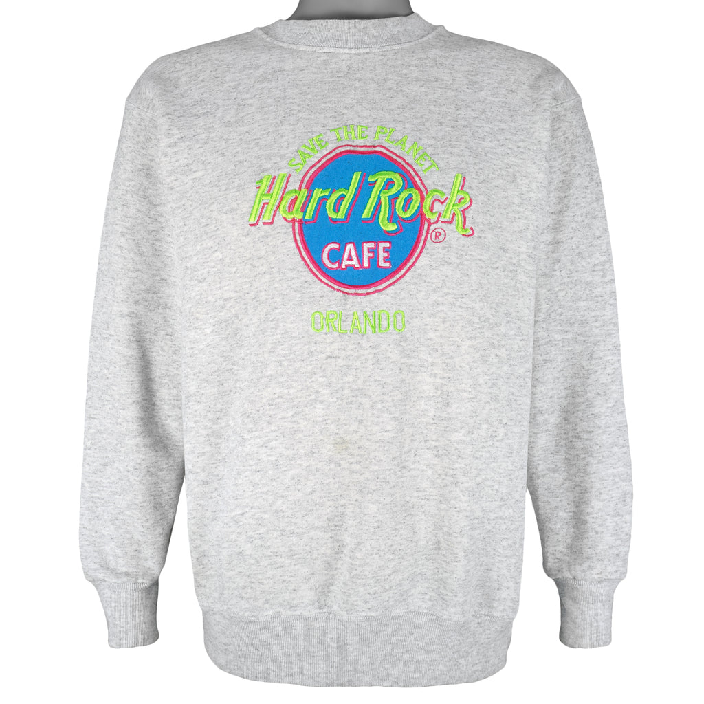 Vintage - Hard Rock Cafe Orlando Embroidered Crew Neck Sweatshirt 1990s Medium Vintage Retro 