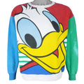 Disney - Tricolor Donald Duck Crew Neck Sweatshirt 1990s Medium Vintage Retro