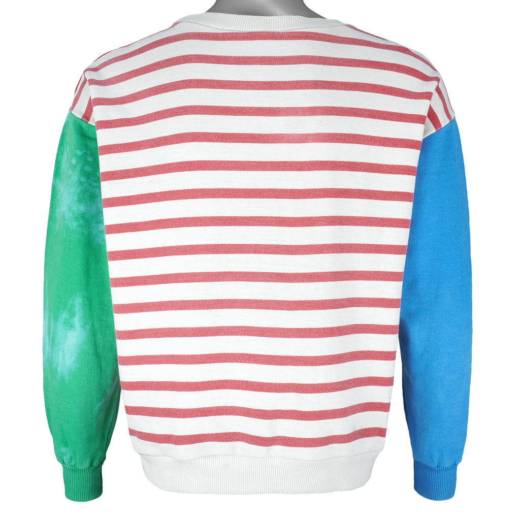 Disney - Tricolor Donald Duck Crew Neck Sweatshirt 1990s Medium Vintage Retro