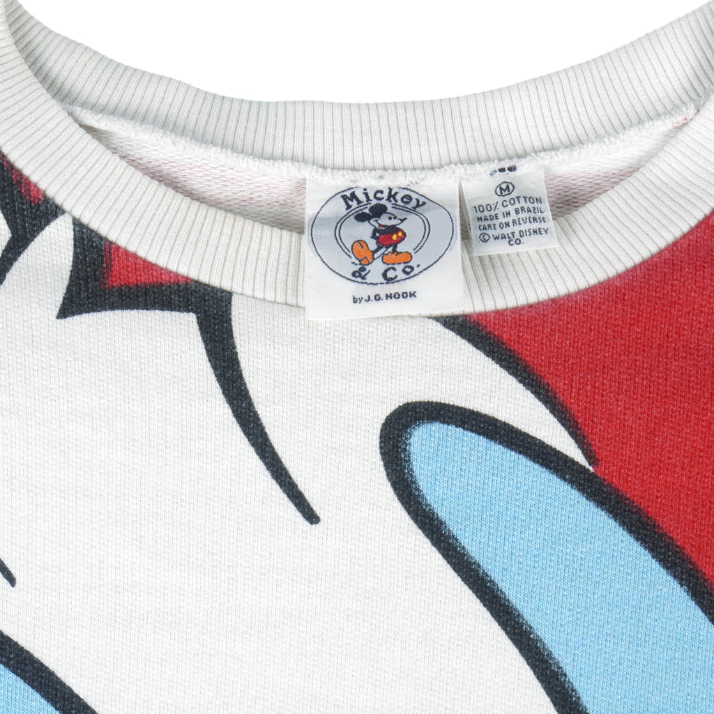 Disney - Tricolor Donald Duck Crew Neck Sweatshirt 1990s Medium Vintage Retro