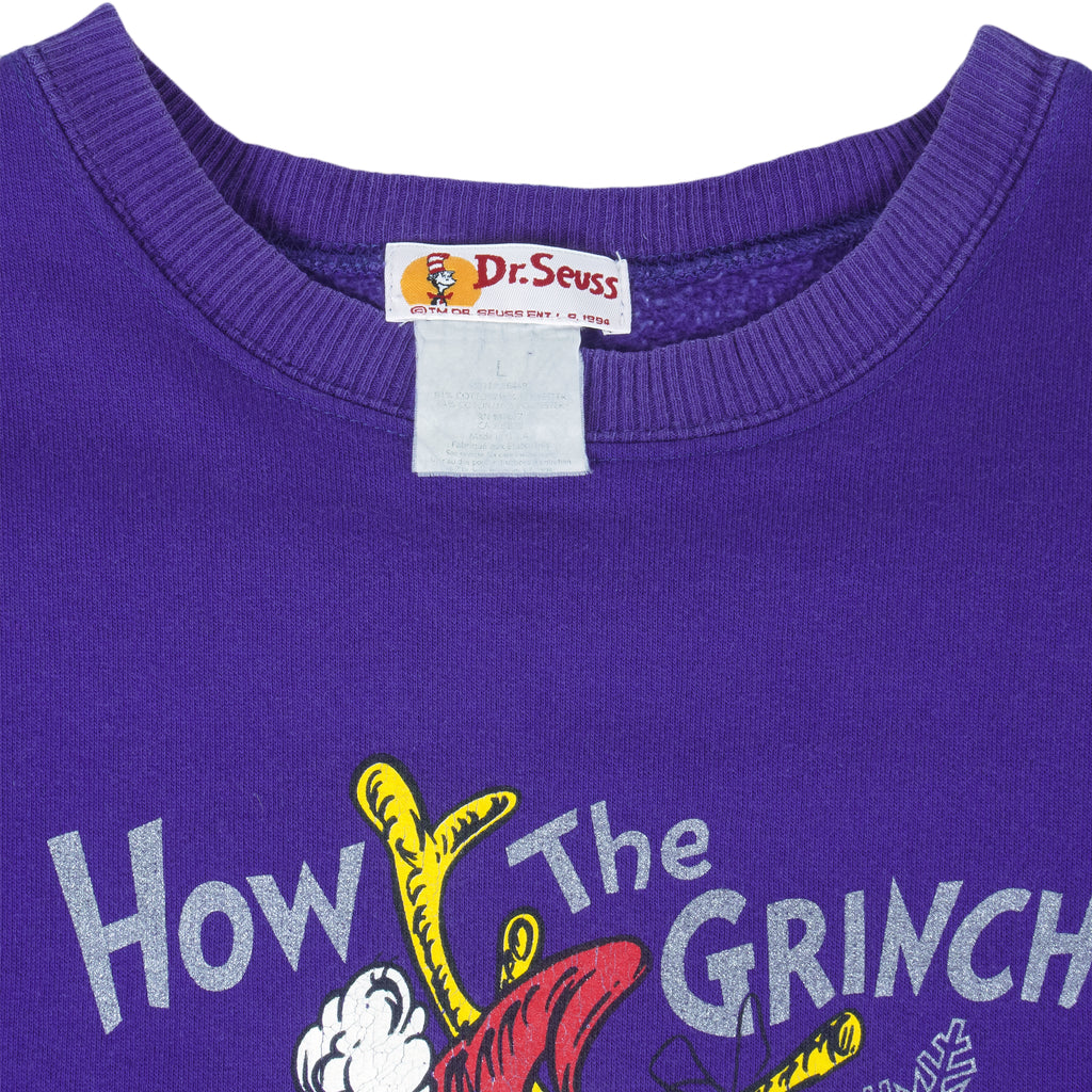Vintage (Dr. Seuss) - How The Grinch Stole Christmas Crew Neck Sweatshirt Large Vintage Retro