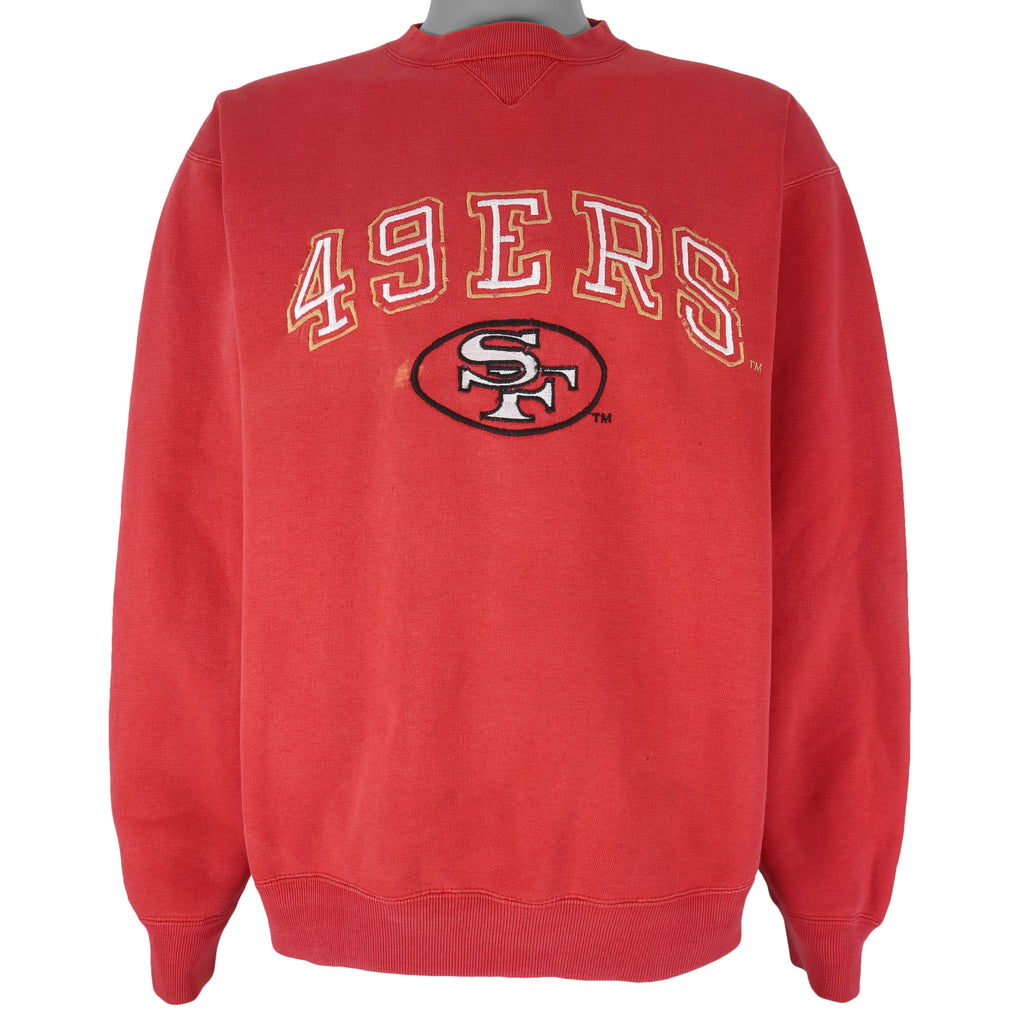 NFL (Logo 7) - San Francisco 49ers Embroidered Crew Neck Sweatshirt 1990s Large Vintage Retro Football