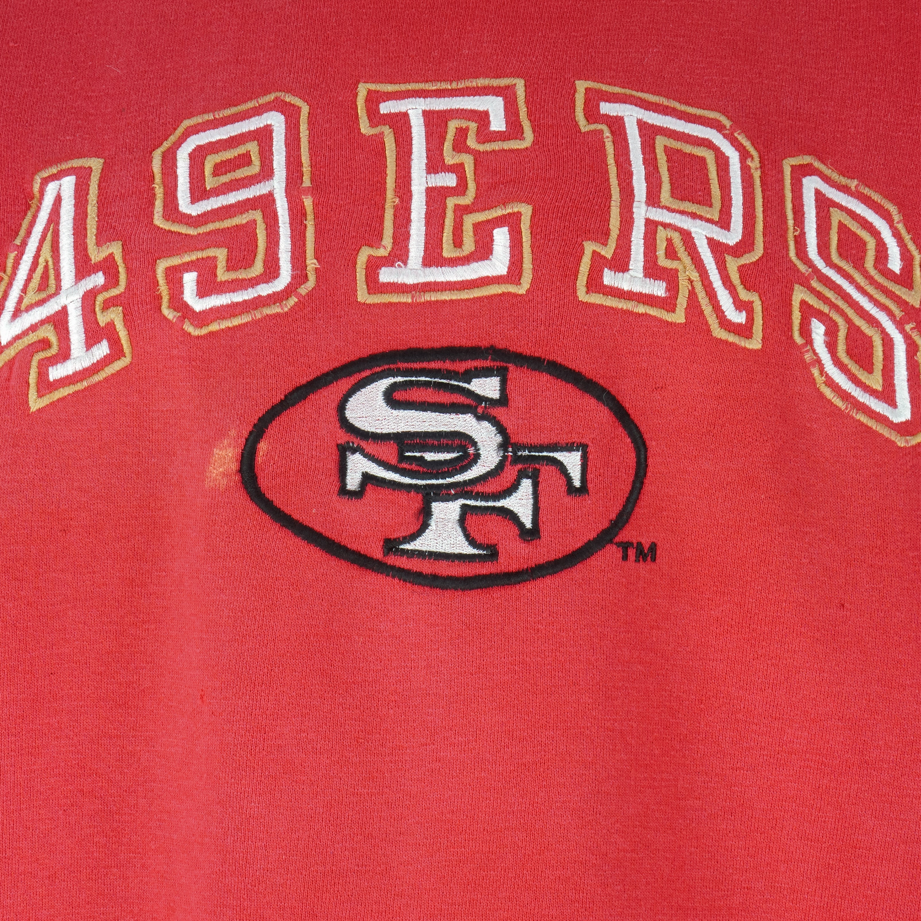 NFL (Logo 7) - San Francisco 49ers Embroidered Crew Neck Sweatshirt 1990s Large Vintage Retro Football