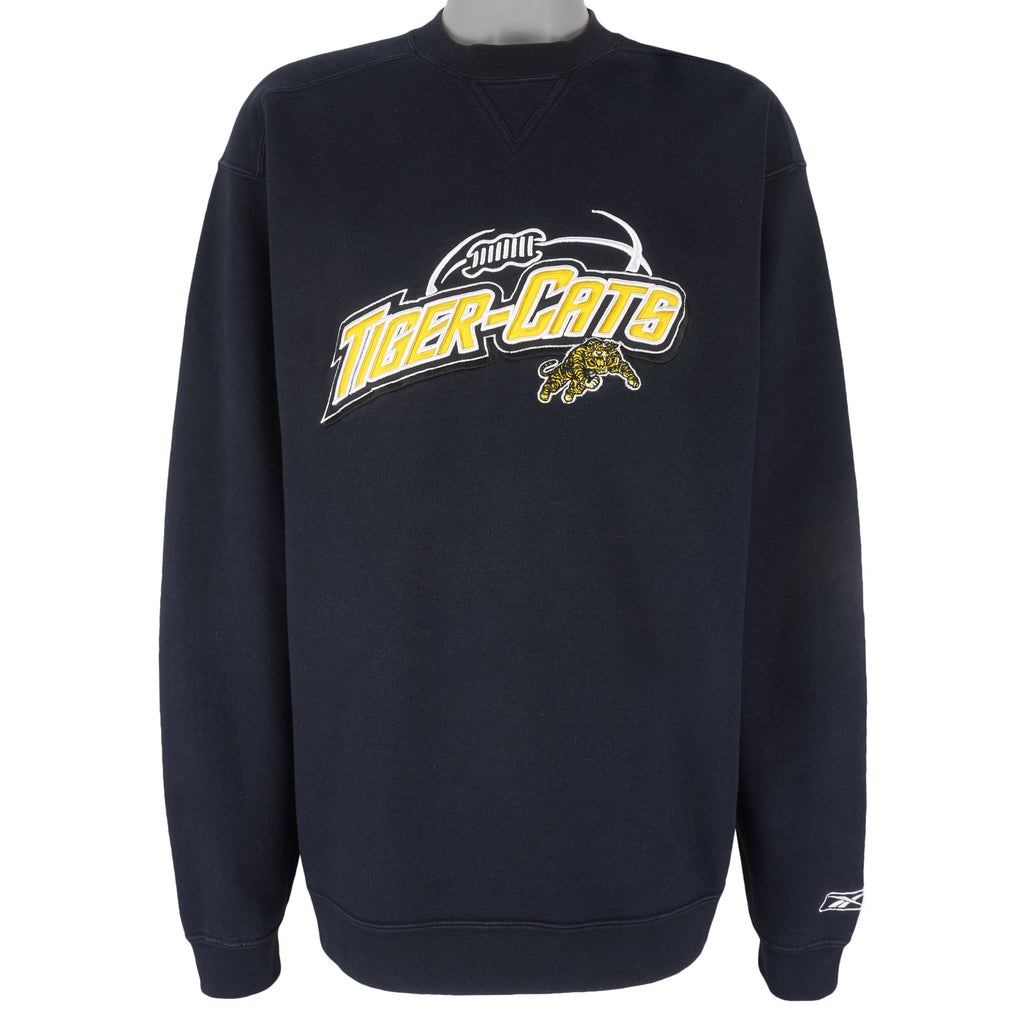 Reebok - CFL Hamilton Tiger Cats Crew Neck Sweatshirt 1990s Large Vintage Retro Football