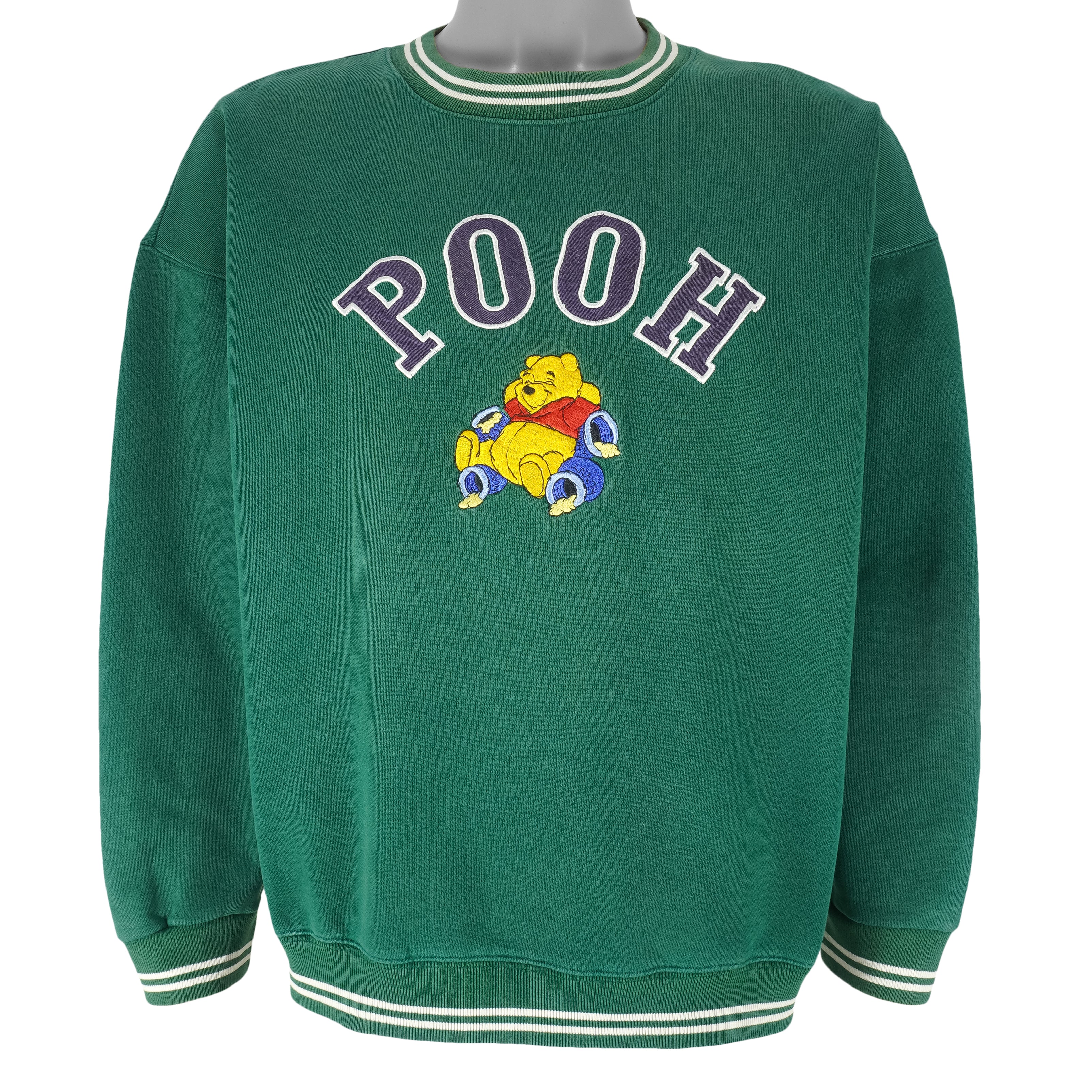 Disney - Green Winnie The Pooh Crew Neck Sweatshirt 1990s Large Vintage Retro