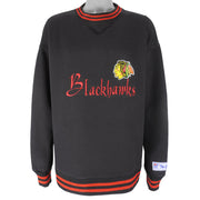 NHL (The Game) - Chicago Blackhawks Embroidered Sweatshirt 1990s Large Vintage Retro Hockey