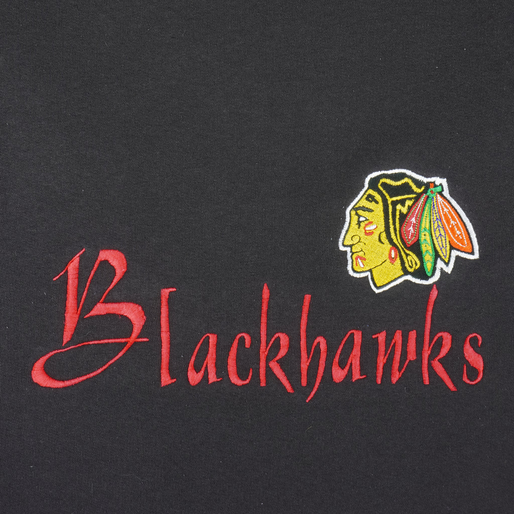 NHL (The Game) - Chicago Blackhawks Embroidered Sweatshirt 1990s Large Vintage Retro Hockey