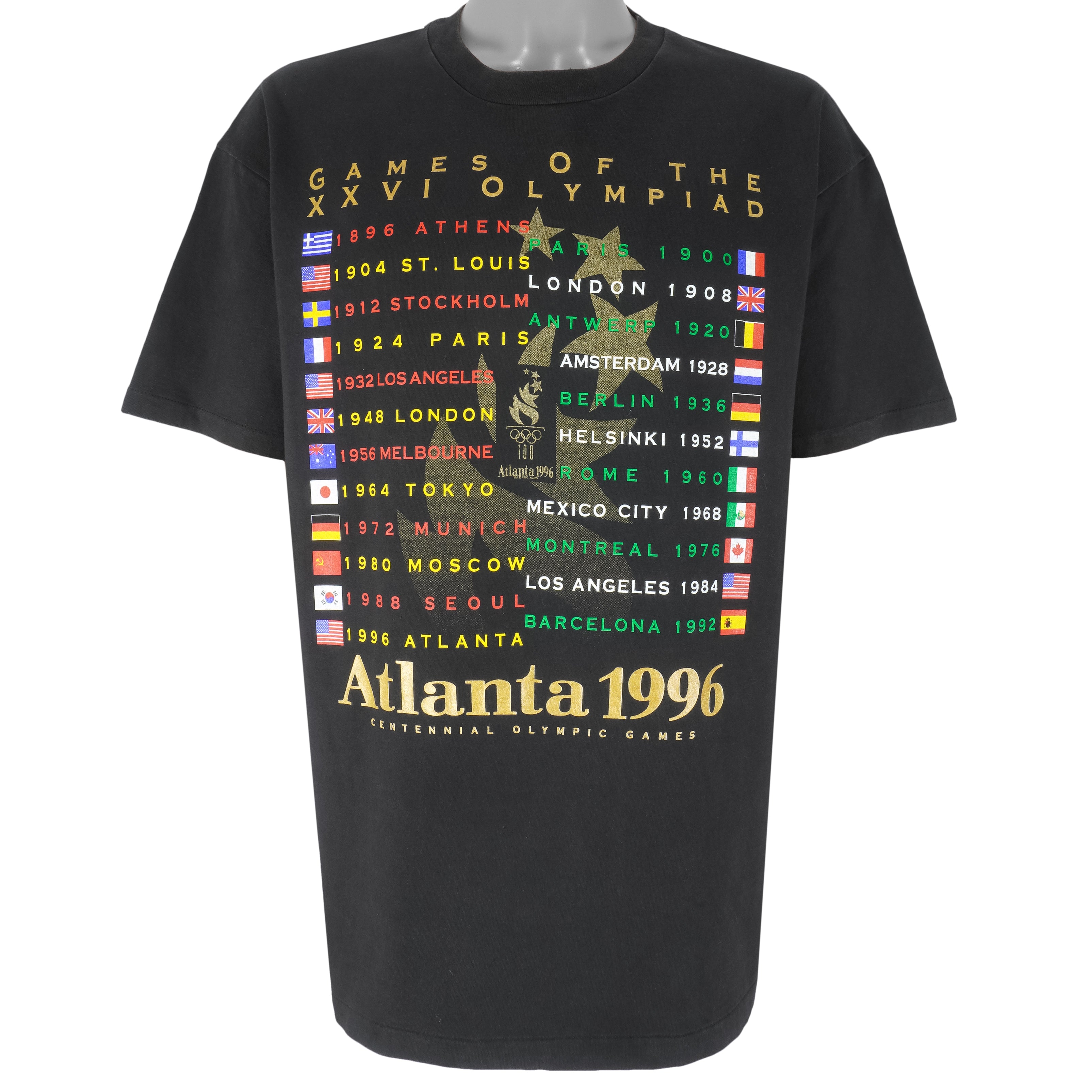 Vintage (Hanes) - Atlanta Olympic Flags Single Stitch T-Shirt 1996 X-Large Vintage Retro