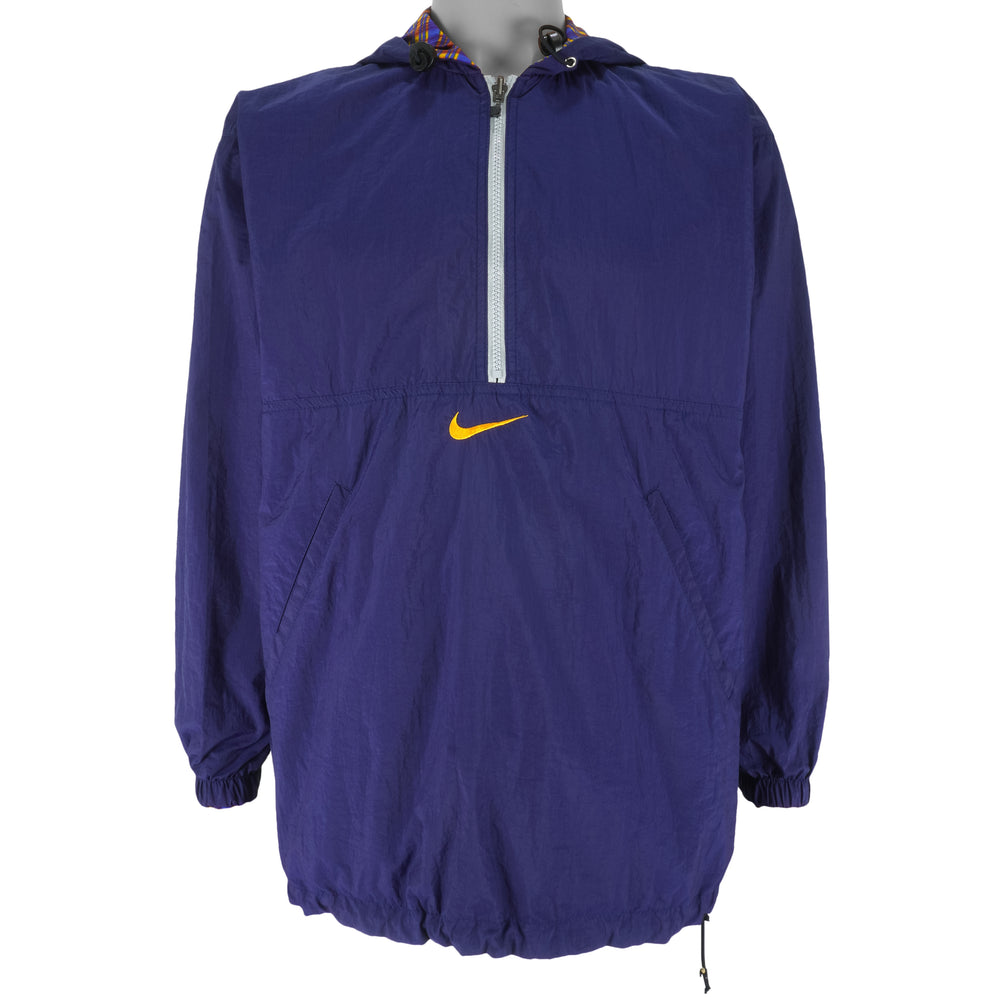 Nike - Blue with Red 1/4 Zip Reversible Plaid Windbreaker Medium Vintage Retro