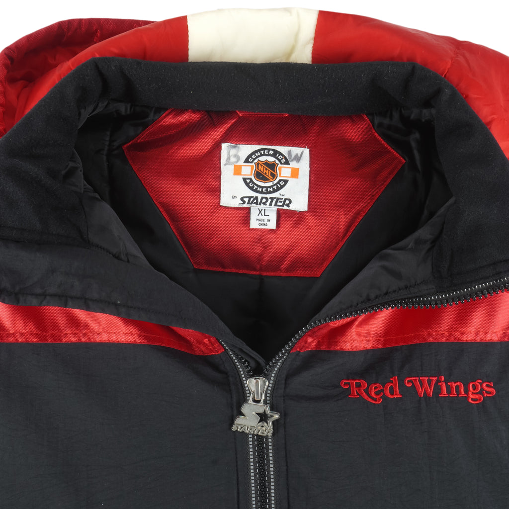 Starter - Detroit Red Wings Embroidered Hooded Jacket 1990s X-Large Vintage Retro Hockey