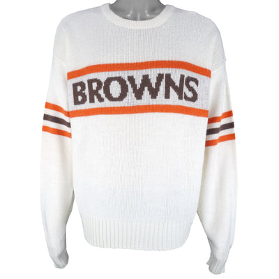 NFL (Cliff Engle) - Cleveland Browns Crew Neck Knit Sweater 1980s Large