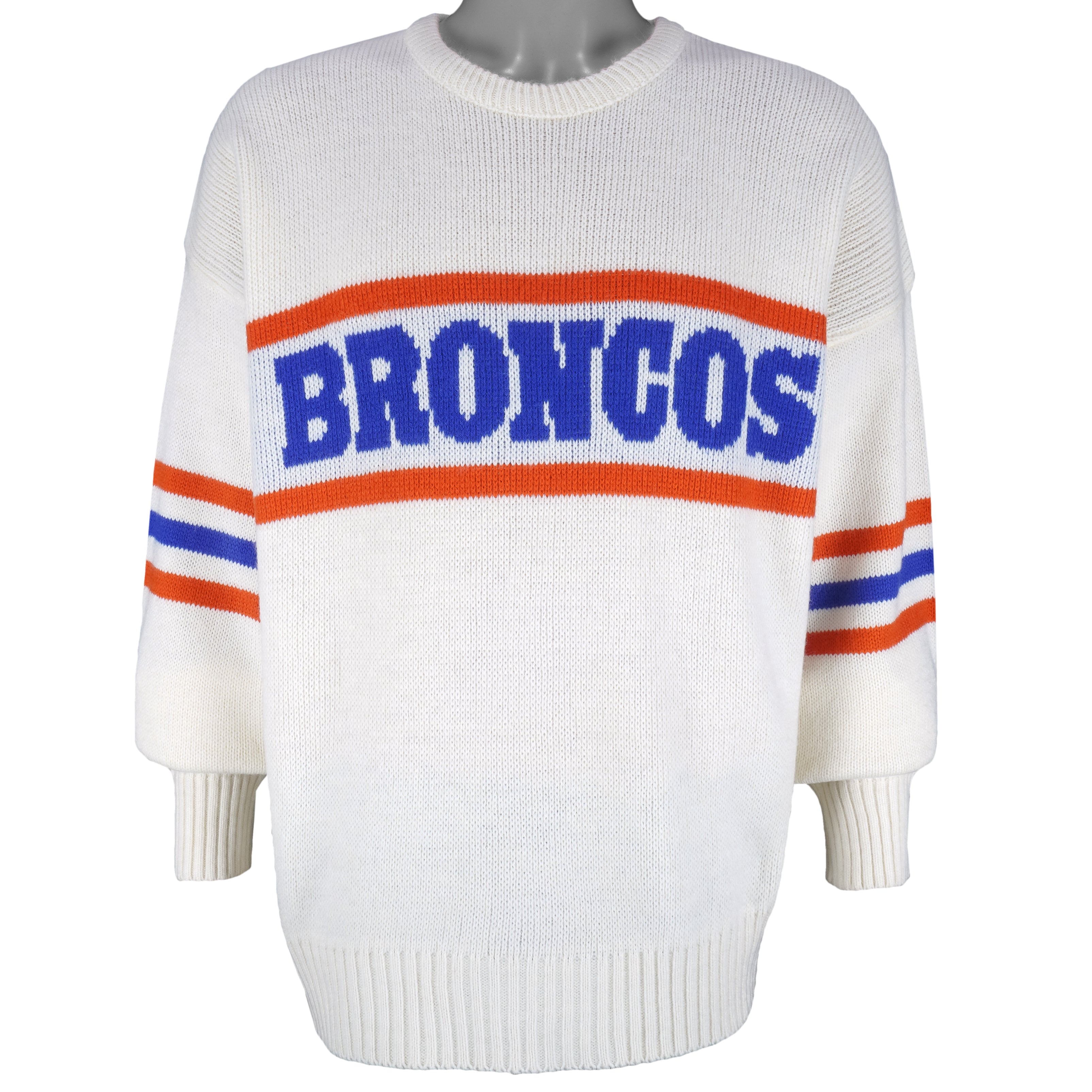 NFL (Cliff Eagle) - Denver Broncos Crew Neck Sweater 1990s Large Vintage Retro Football