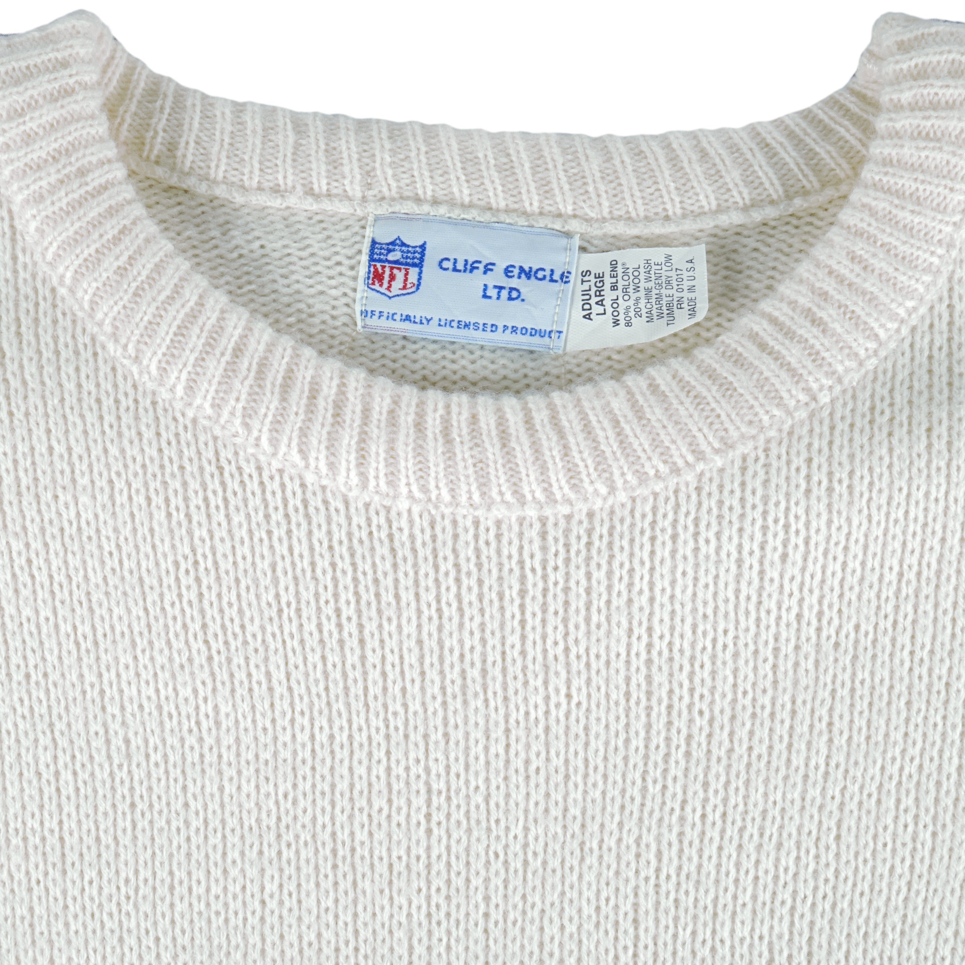 NFL (Cliff Eagle) - Denver Broncos Crew Neck Sweater 1990s Large Vintage Retro Football