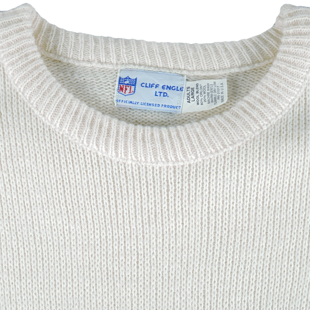 NFL (Cliff Eagle) - Denver Broncos Crew Neck Sweater 1990s Large Vintage Retro Football