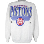 NBA (Logo 7) - Detroit Pistons Big Logo Crew Neck Sweatshirt 1990s Large