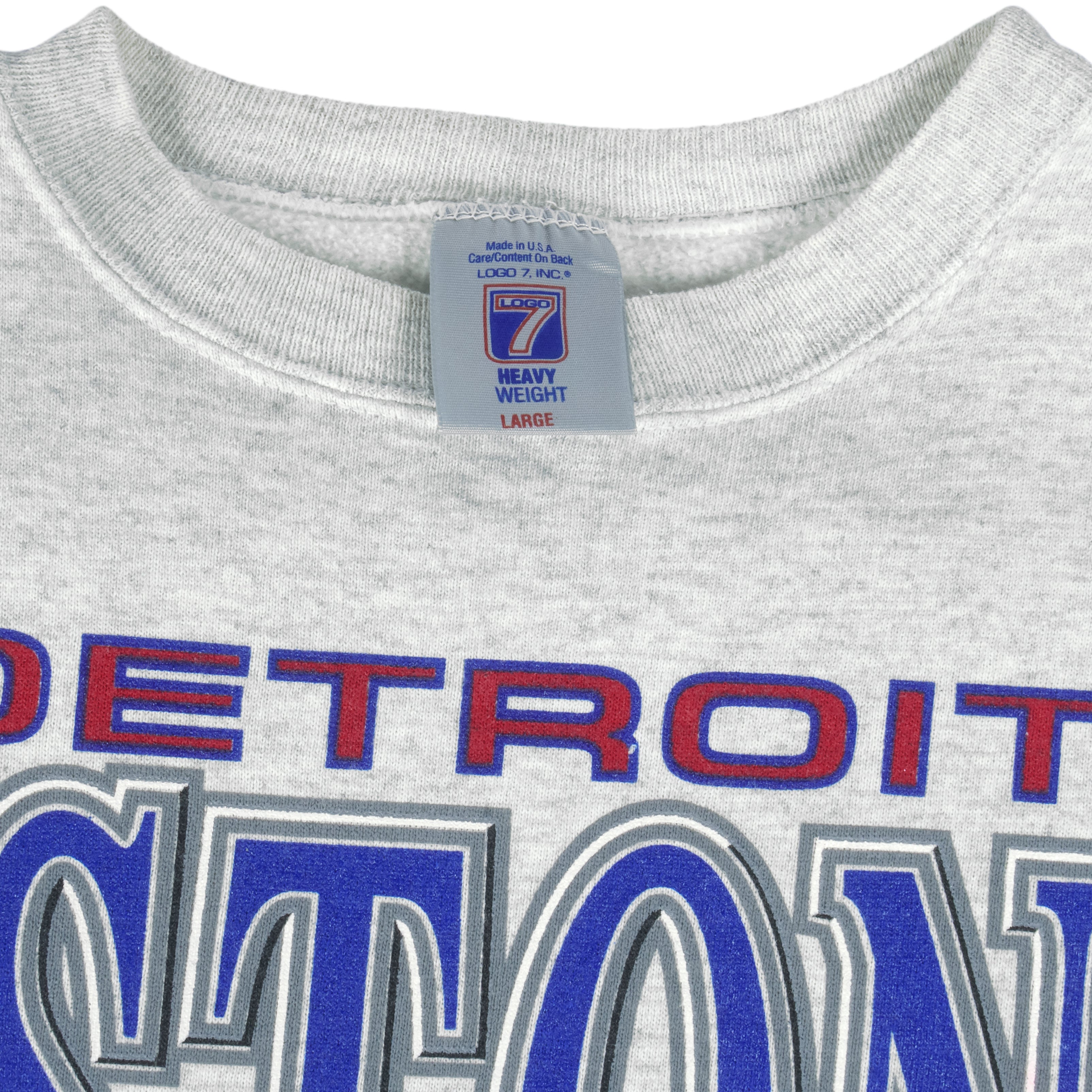 NBA (Logo 7) - Detroit Pistons Big Logo Crew Neck Sweatshirt 1990s Large Vintage Retro Basketball