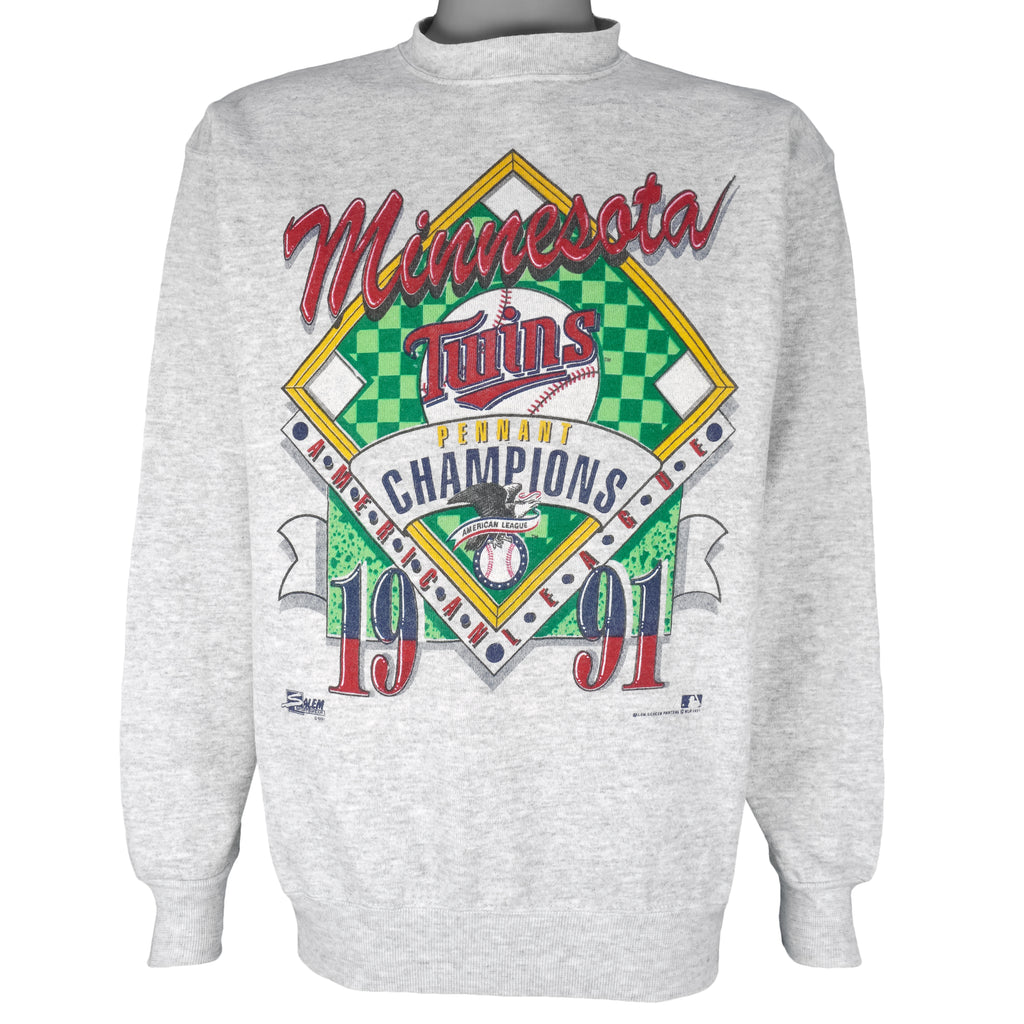 MLB (Salem) - Minnesota Twins Pennant Champs Sweatshirt 1991 Large Vintage Retro Baseball