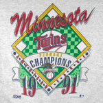 MLB (Salem) - Minnesota Twins Pennant Champs Sweatshirt 1991 Large Vintage Retro Baseball