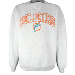 NFL (Logo 7) - Miami Dolphins Embroidered Crew Neck Sweatshirt 1990s Large Vintage Retro Football