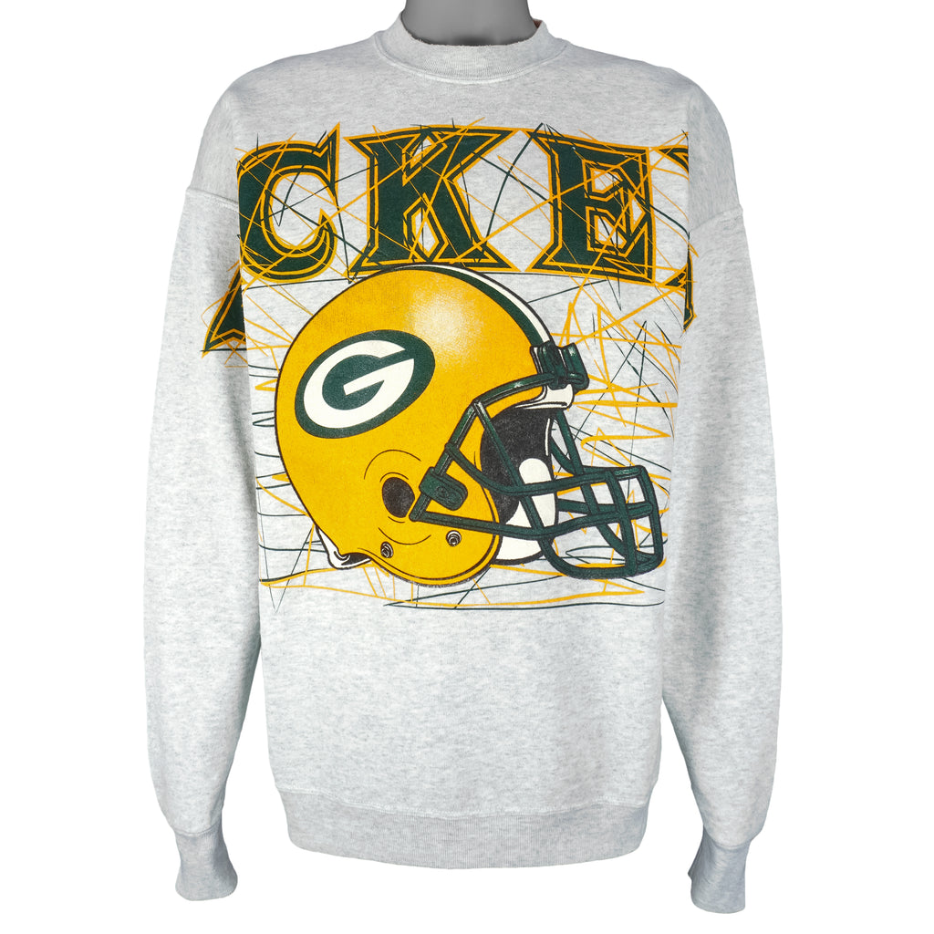 NFL (Fruit Of The Loom) - Green Bay Packers Spell-Out Crew Neck Sweatshirt 1990s X-Large Vintage Retro Football