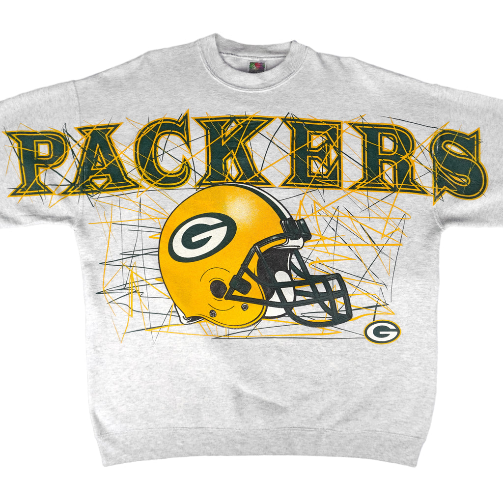 NFL (Fruit Of The Loom) - Green Bay Packers Spell-Out Crew Neck Sweatshirt 1990s X-Large Vintage Retro Football