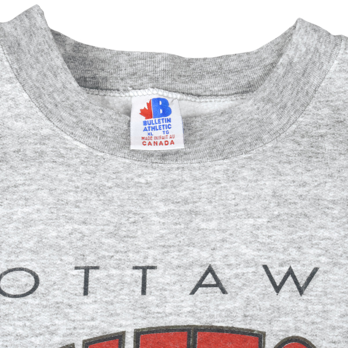 NHL (Bulletin Athletic) - Ottawa Senators Crew Neck Sweatshirt 1990s X-Large Vintage Retro Hockey