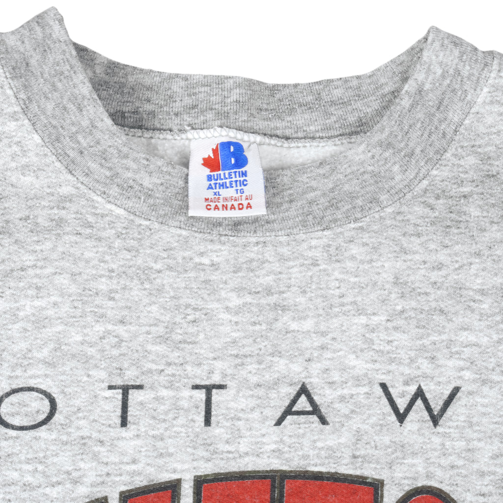 NHL (Bulletin Athletic) - Ottawa Senators Crew Neck Sweatshirt 1990s X-Large Vintage Retro Hockey