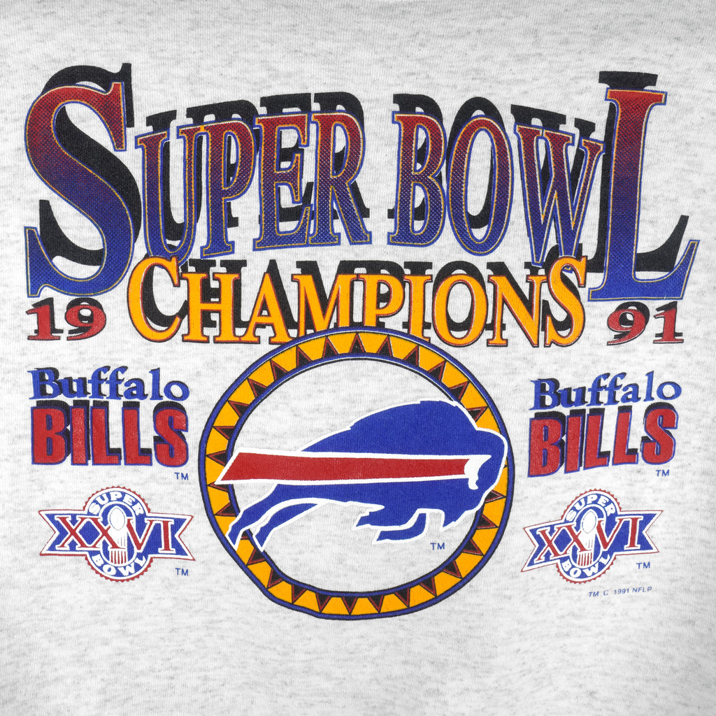 NFL (Logo 7) - Buffalo Bills Super Bowl Champions Crew Neck Sweatshirt 1991 Large Vintage Retro Football