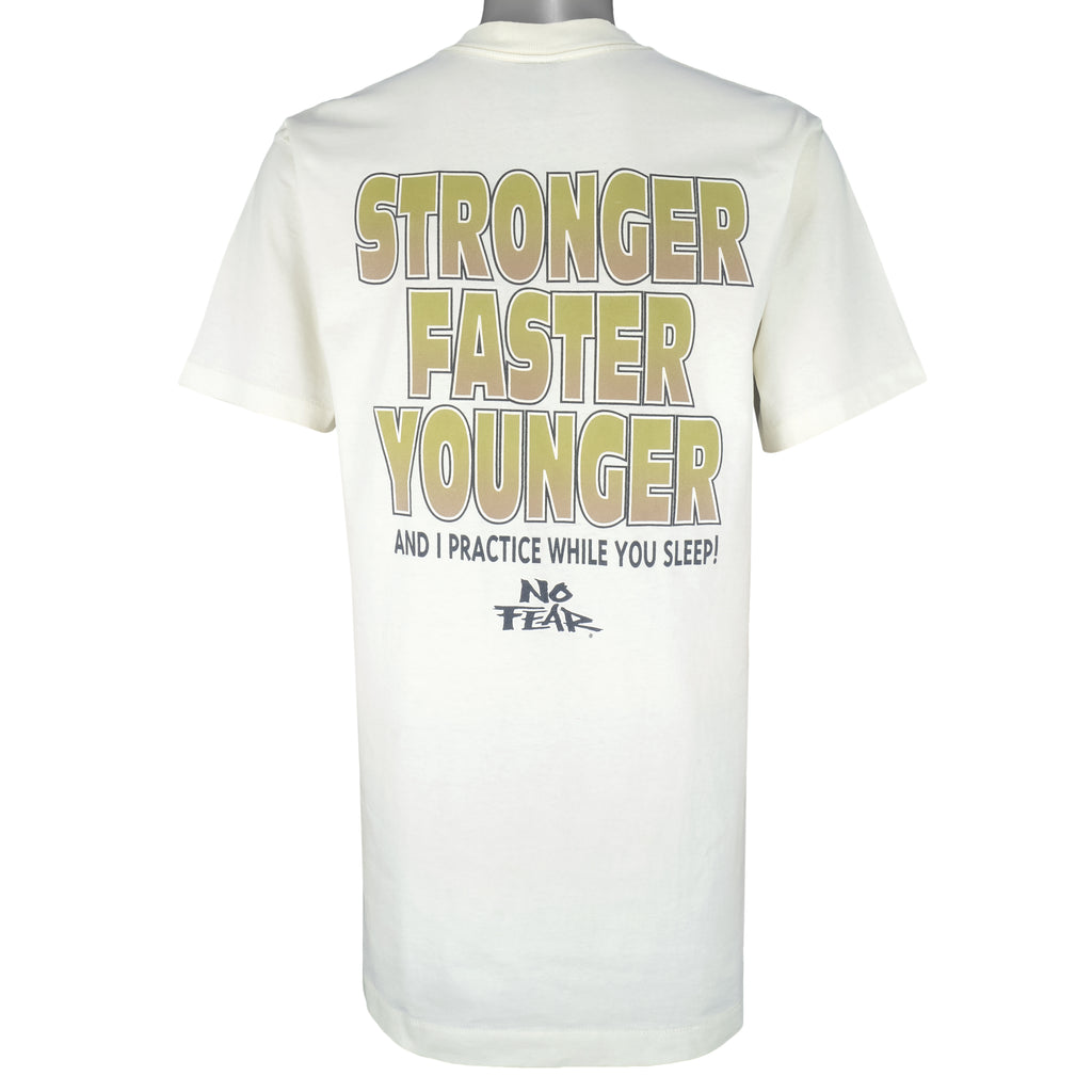 Vintage (No Fear) - Stronger Faster Younger T-Shirt 1990s Large Vintage Retro