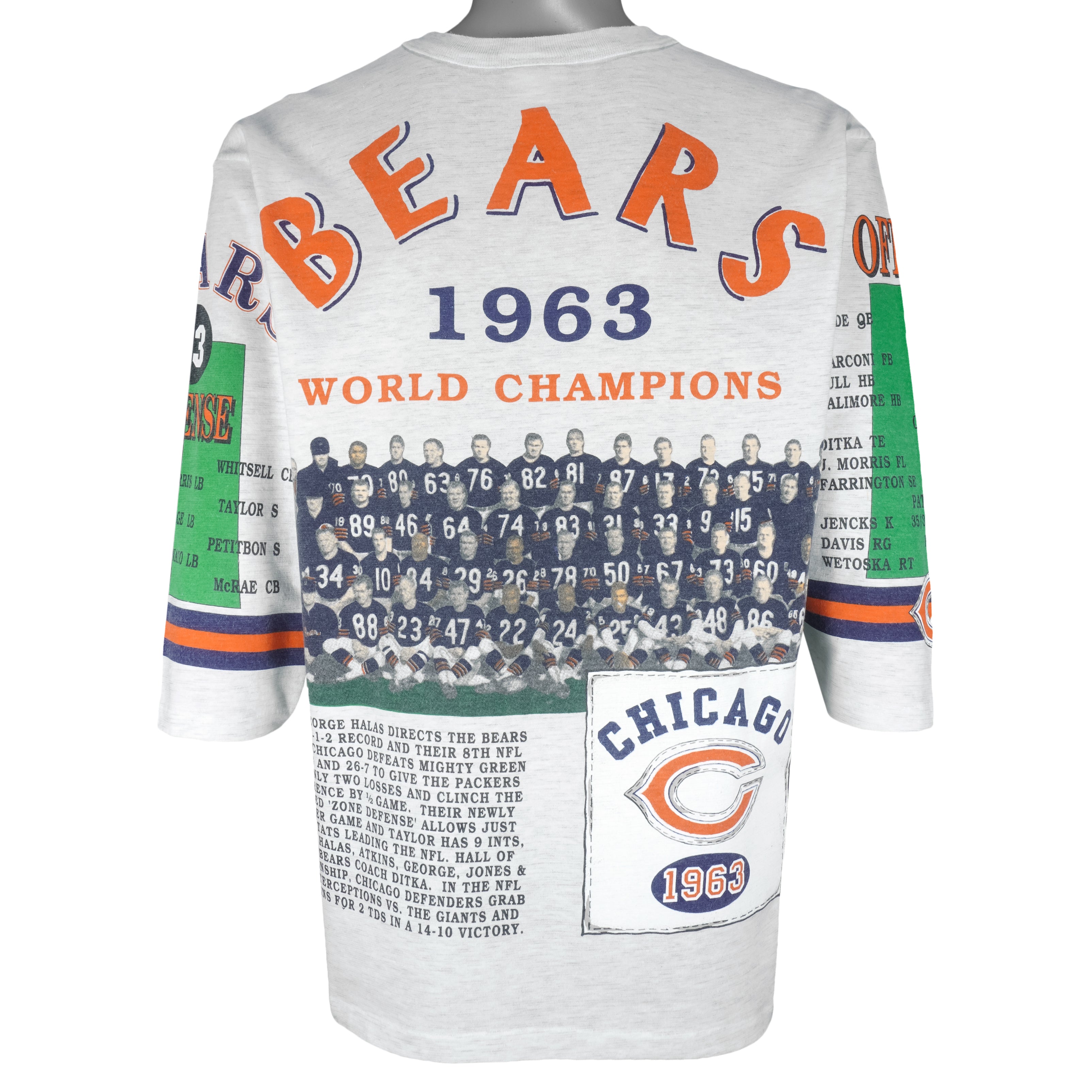 NFL (Long Gone) - Chicago Bears, 1963 World Champions Jersey 1991 Large Vintage Retro Football