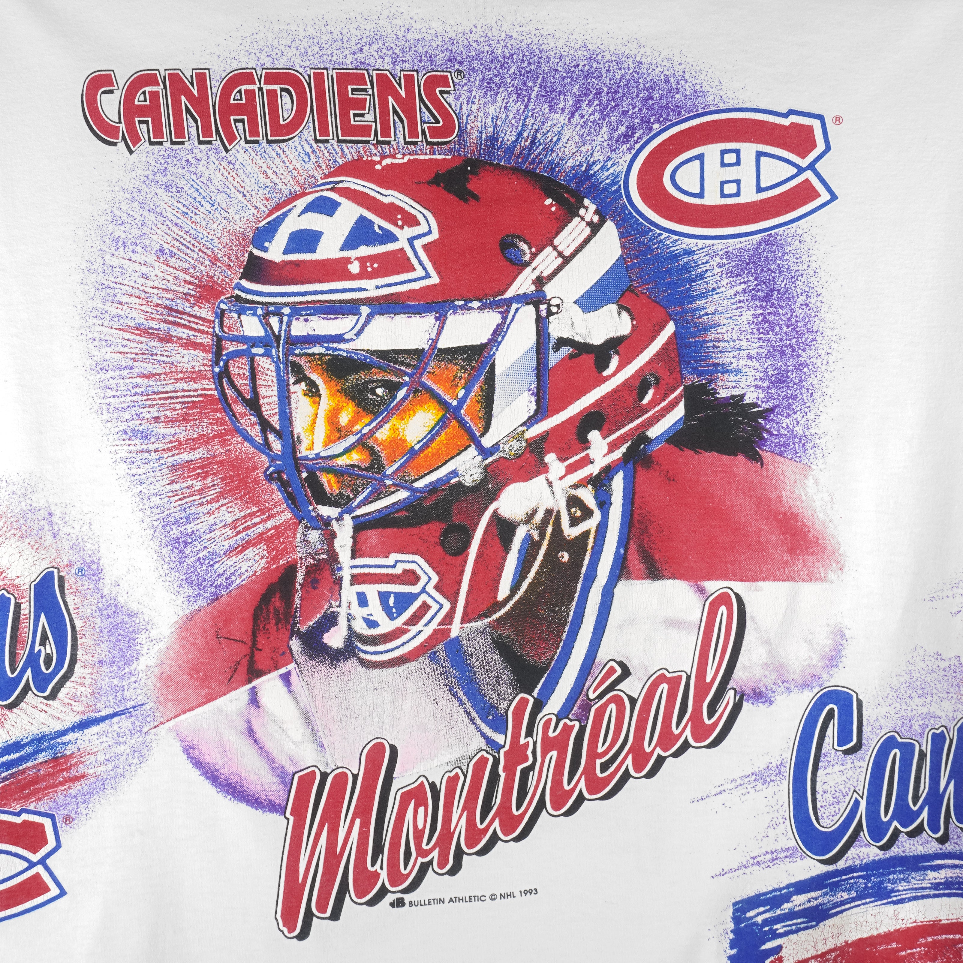 NHL (Bulletin Athletic) - Montreal Canadiens Spell-Out T-Shirt 1993 Large Vintage Retro Hockey