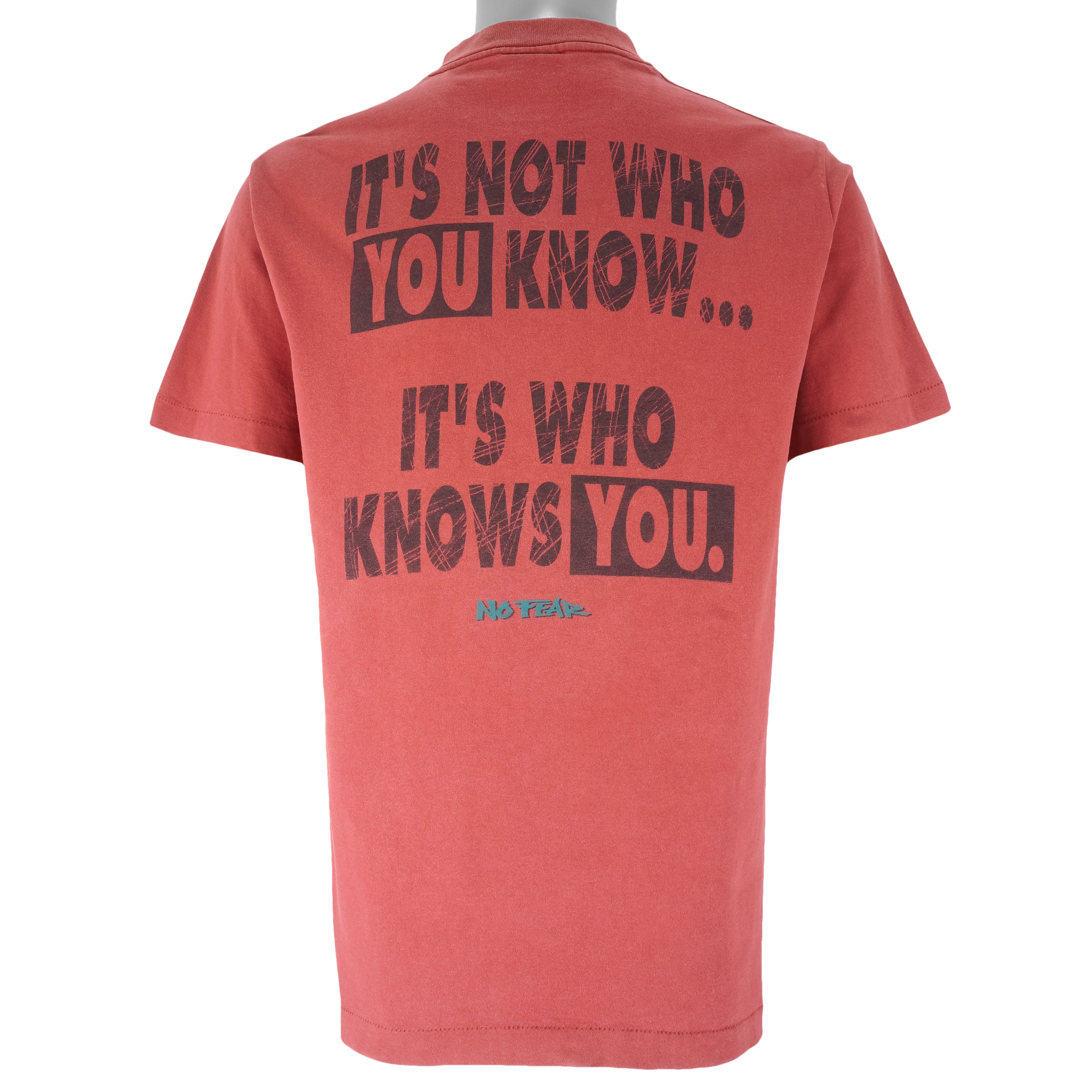 Vintage (No Fear) - It's Who Knows You Single Stitch T-Shirt 1990s Large Vintage Retro