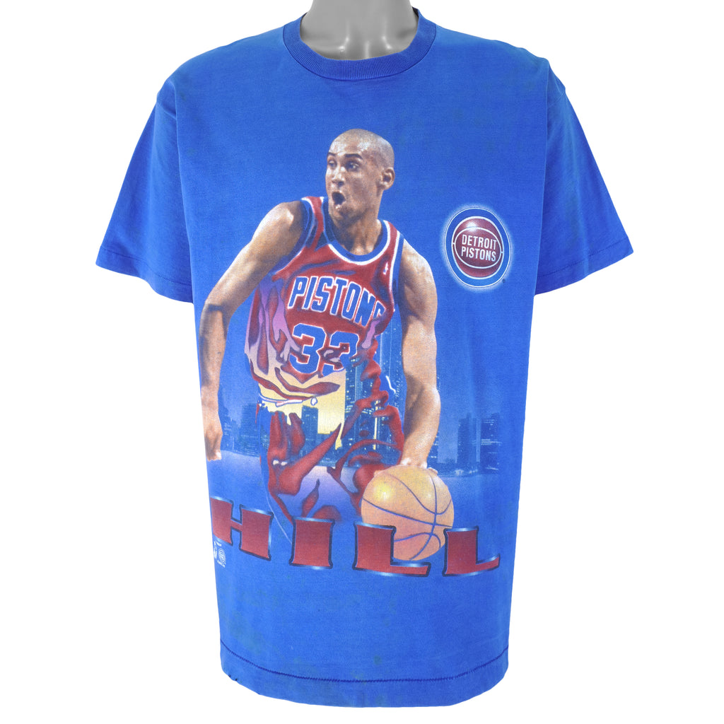 NBA (Salem) - Detroit Pistons Hill No. 32 T-Shirt 1990s X-Large Vintage Retro Basketball