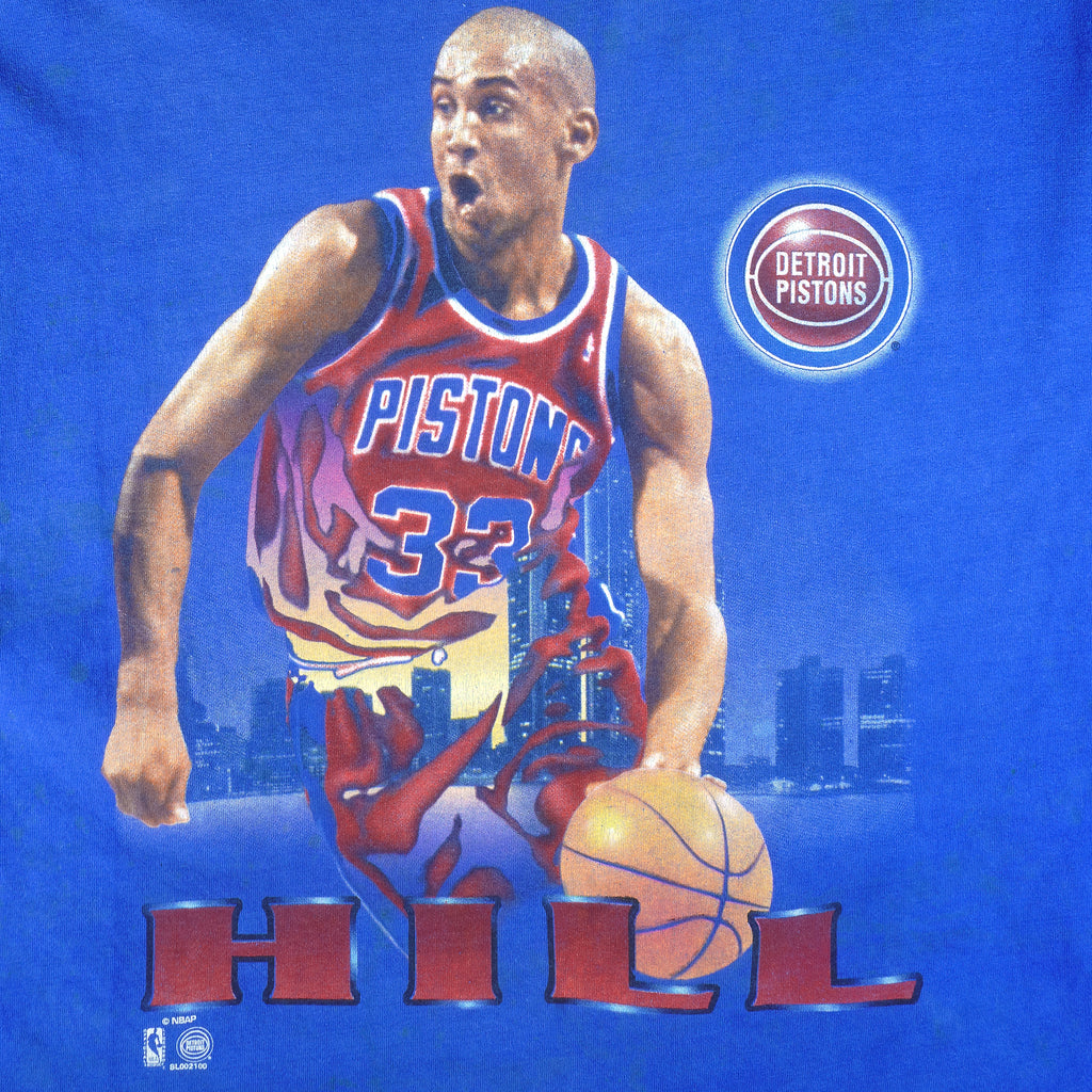 NBA (Salem) - Detroit Pistons Hill No. 32 T-Shirt 1990s X-Large Vintage Retro Basketball