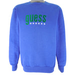 Guess - Blue Spell-Out Crew Neck Sweatshirt 1990s Medium