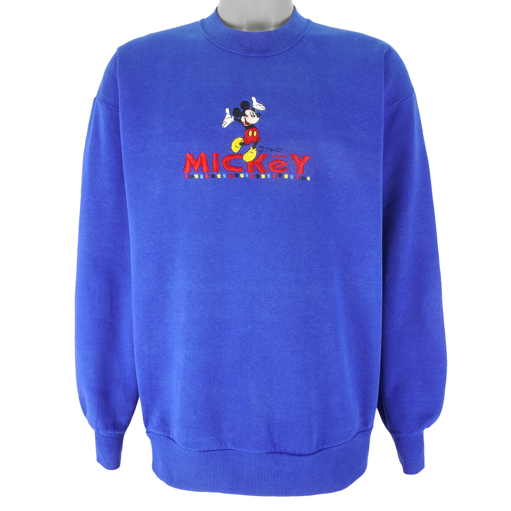 Disney - Mickey Mouse embroidered Spell-Out Sweatshirt 1990s X-Large Vintage Retro