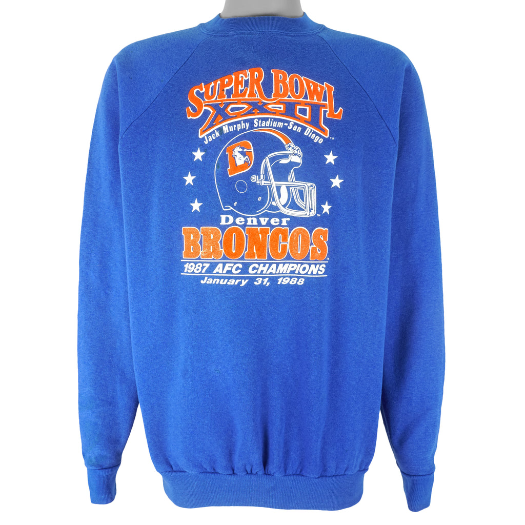 NFL (Trench) - Denver Broncos AFC Champs Crew Neck Sweatshirt 1988 X-Large Vintage Retro Football