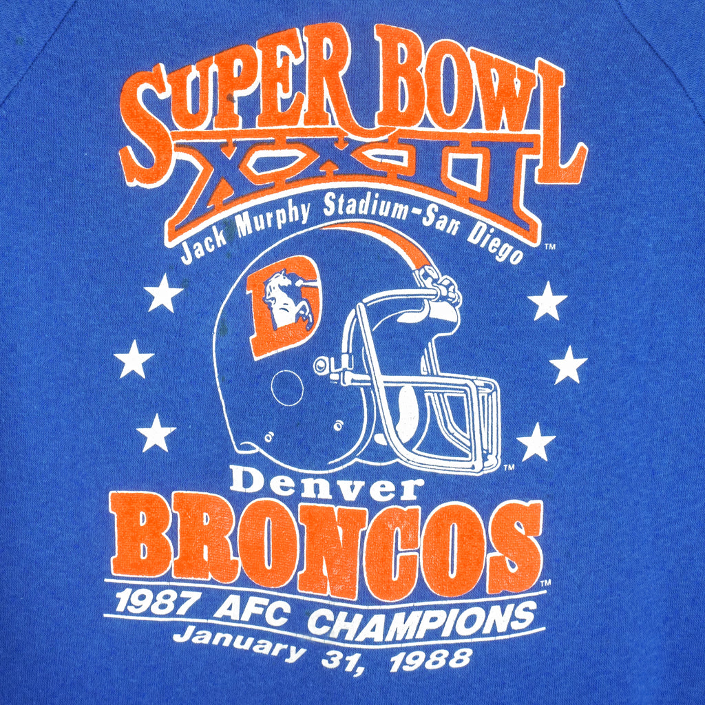 NFL (Trench) - Denver Broncos AFC Champs Crew Neck Sweatshirt 1988 X-Large Vintage Retro Football