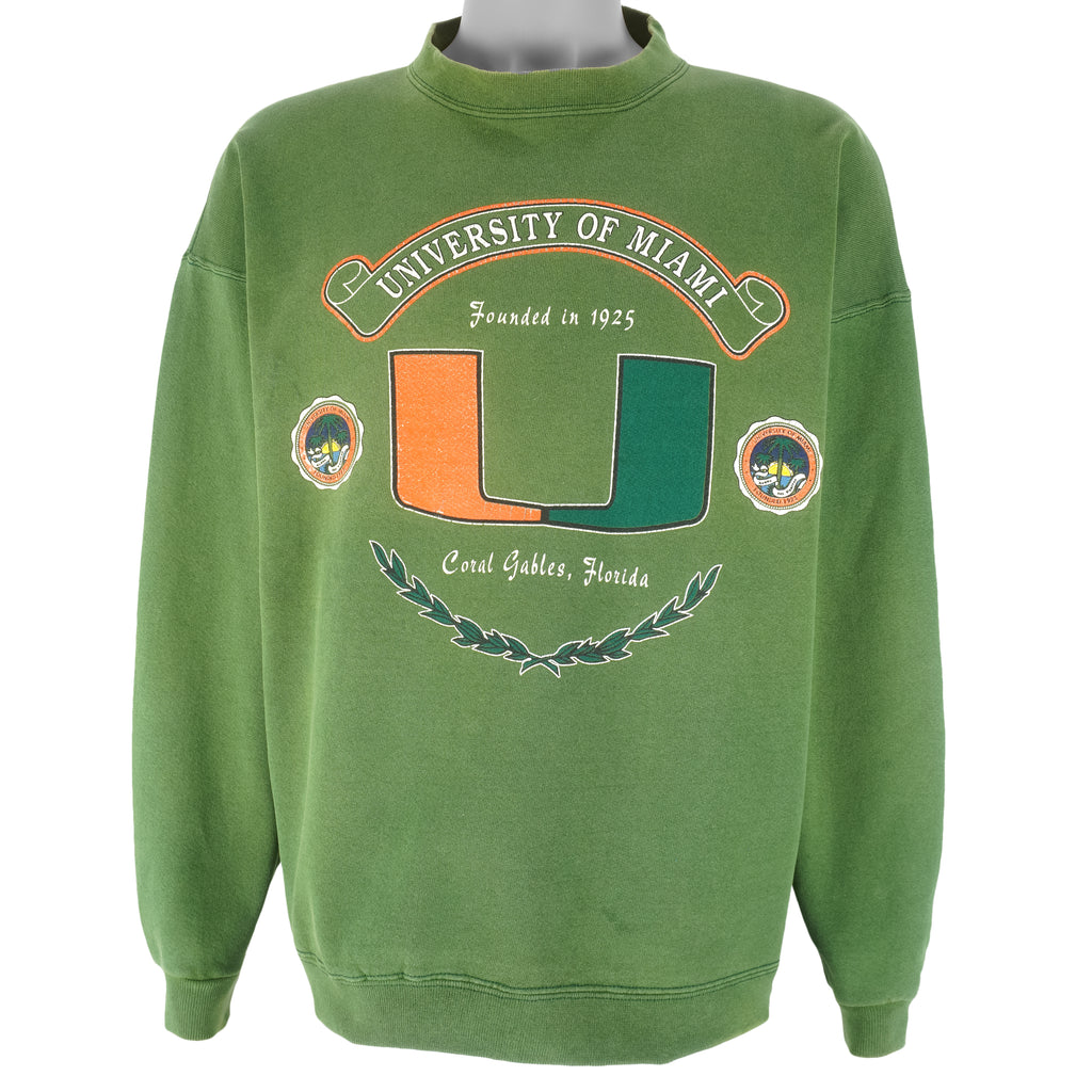 NCAA (GS) - Miami Hurricane Crew Neck Sweatshirt 1990s Large Vintage Retro