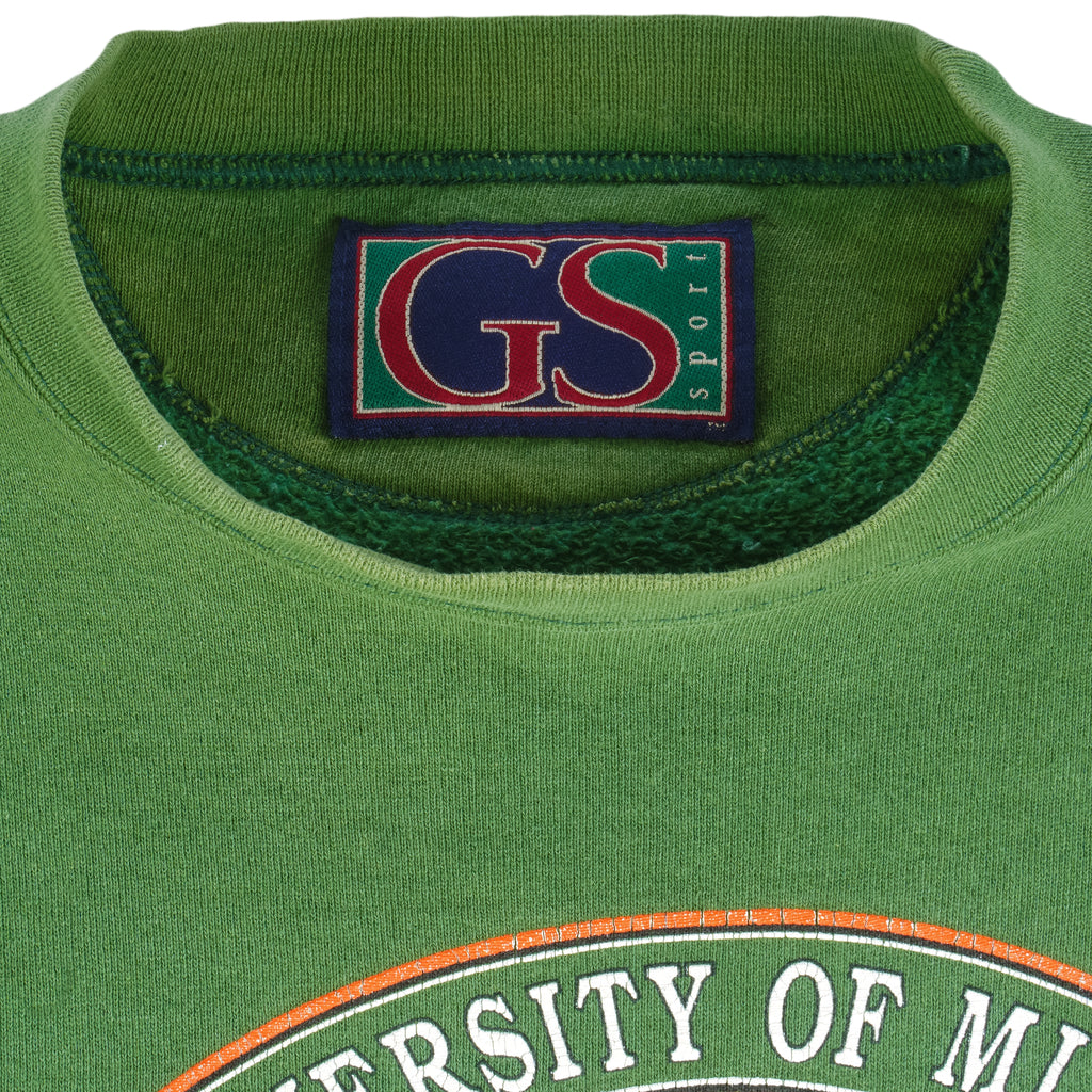 NCAA (GS) - Miami Hurricane Crew Neck Sweatshirt 1990s Large Vintage Retro