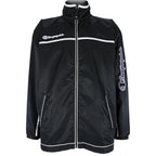 Champion - Black Embroidered Windbreaker 1990s Large Vintage Retro