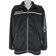 Champion - Black Embroidered Windbreaker 1990s Large Vintage Retro