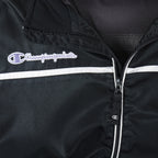 Champion - Black Embroidered Windbreaker 1990s Large Vintage Retro