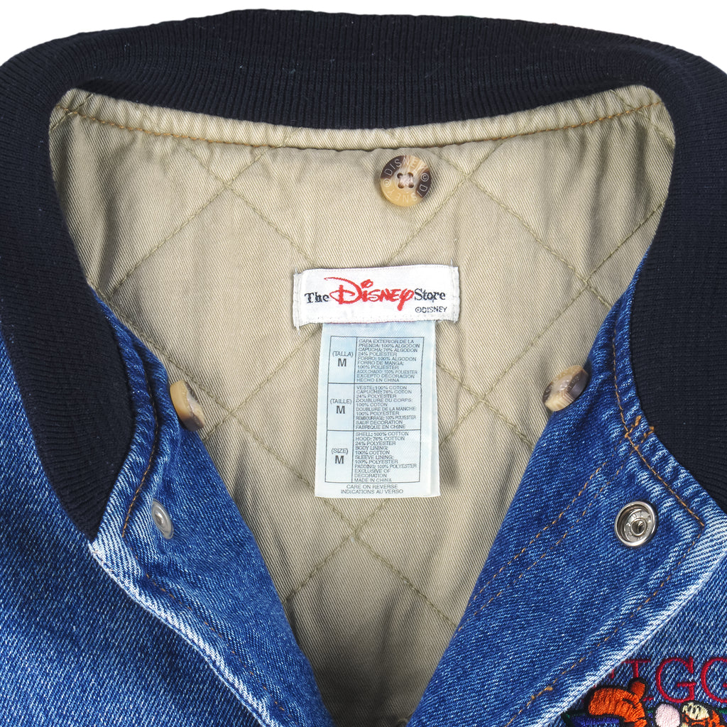 Disney - Tigger Top Performance Embroidered Varsity Denim Jacket 1990s Medium Vintage Retro