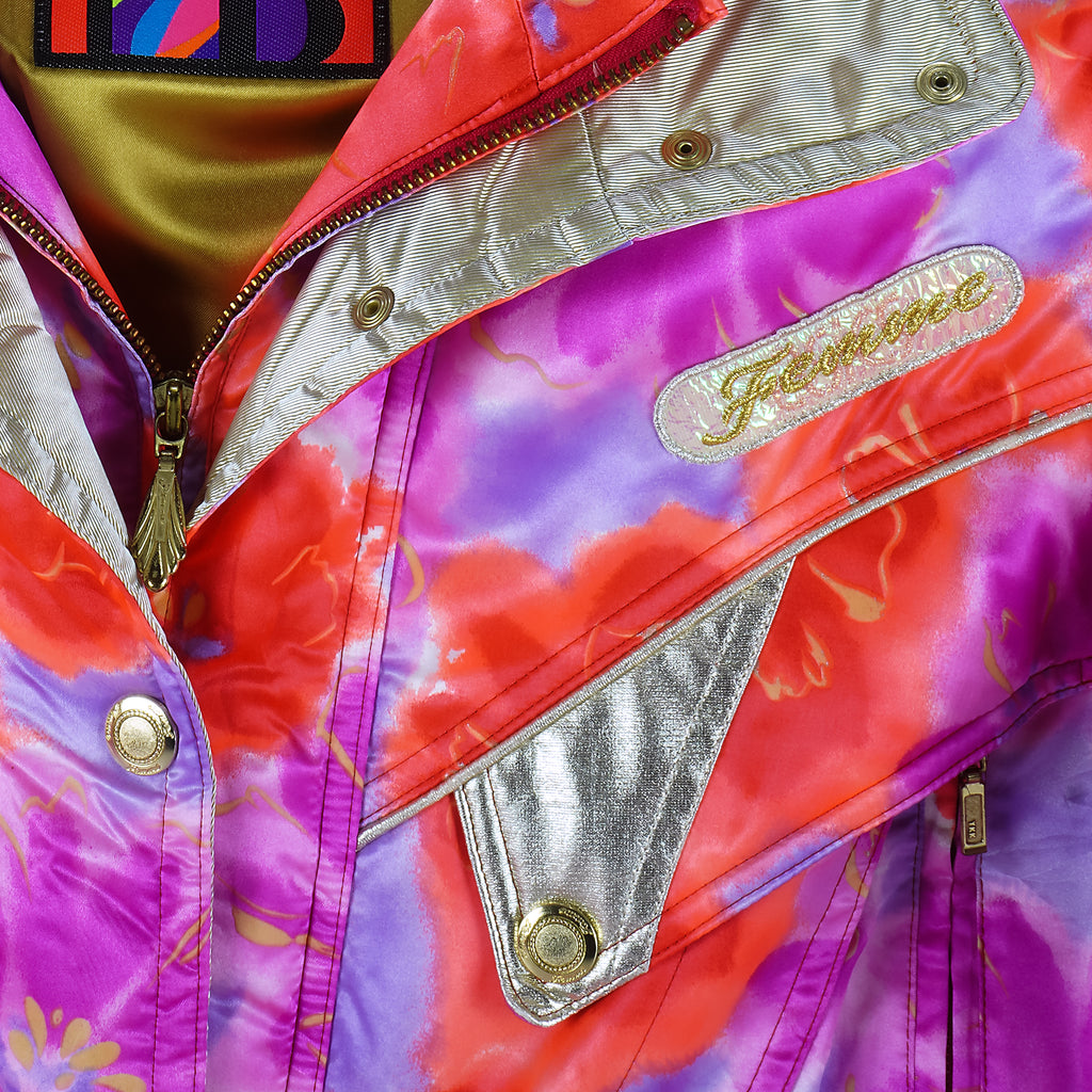 Asics - Floral Patterned Ski Jacket 1990s Medium Vintage Retro