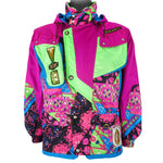Descente - Competition Green & Pink Flashy Ski Jacket 1990s Large