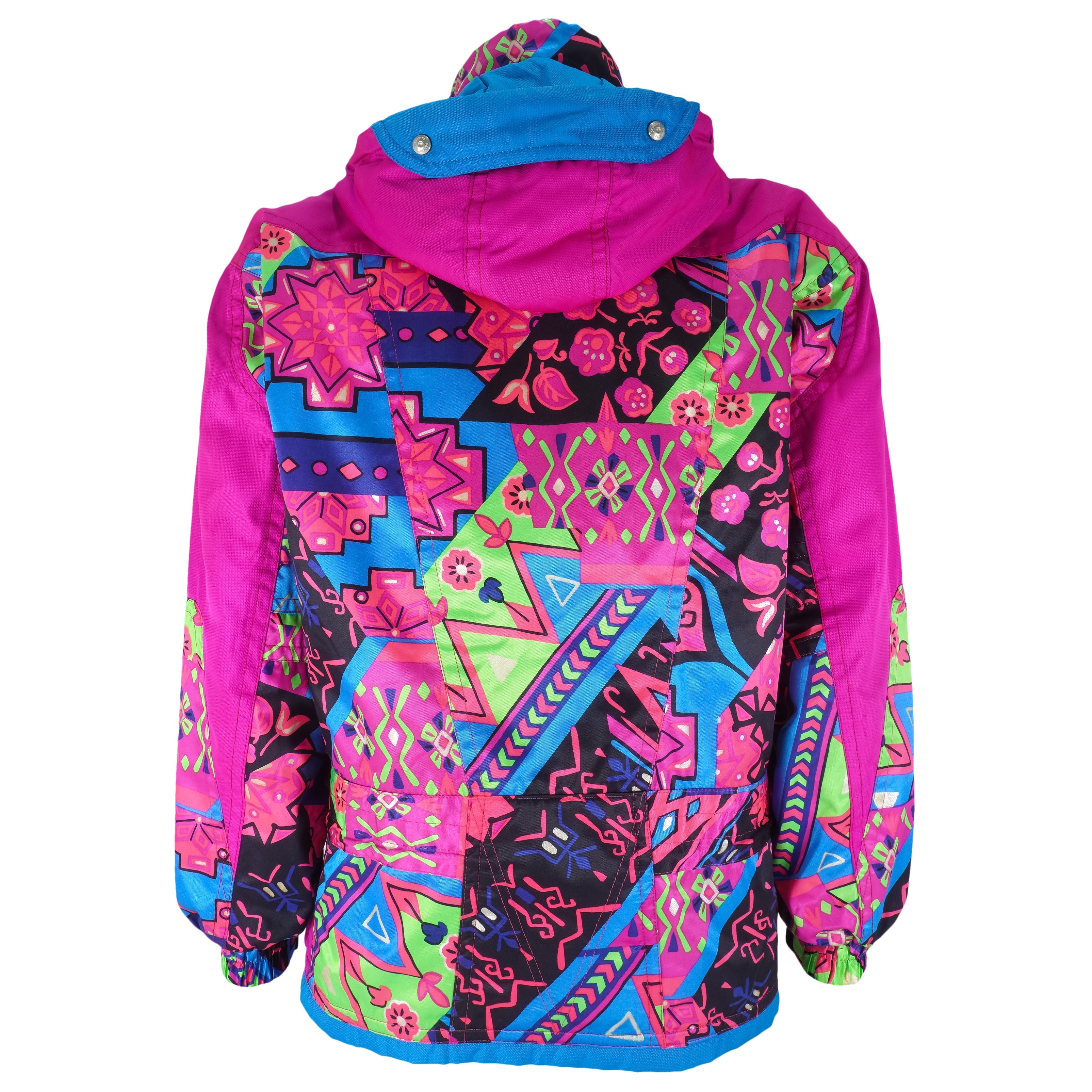 Descente - Green & Pink Flashy Ski Jacket 1990s Large Vintage Retro