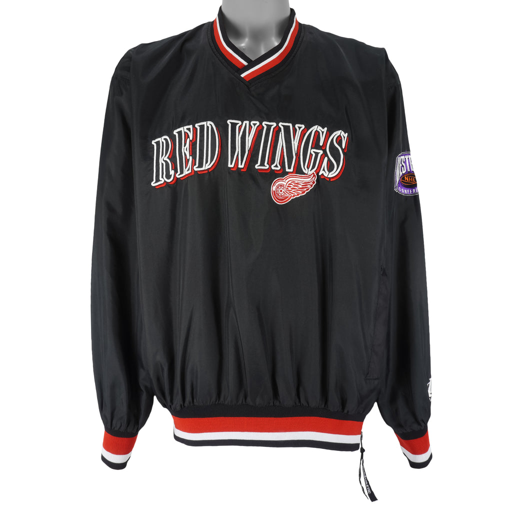 NHL (Logo Athletic) - Detroit Red Wings Pullover Windbreaker 1990s Large Vintage Retro Hockey