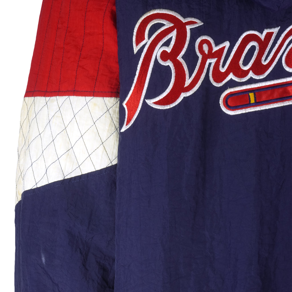 Starter - Atlanta Braves Hooded Warm Jacket 1990s Large Vintage Retro Baseball